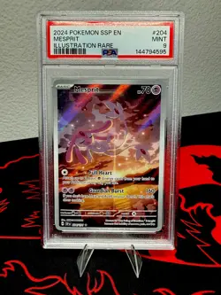 Mesprit 204/191 (PSA 9) Illustration Rare Surging Sparks Holo Pokemon Card - Image 1