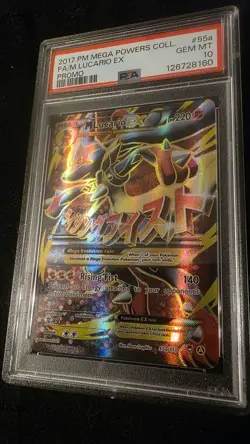 2017 POKEMON MEGA POWERS COLLECTION PROMO #55A FA/M LUCARIO EX PROMO - Image 4