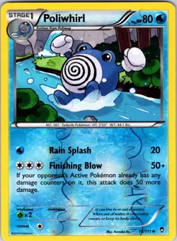 Poliwhirl 16/111 XY - Furious Fists Pokemon NM/LP Reverse Holo - Image 1