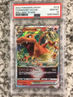 2022 Pokemon Brilliant Stars Charizard VSTAR 18 PSA 10 Gem Mint - Image 1