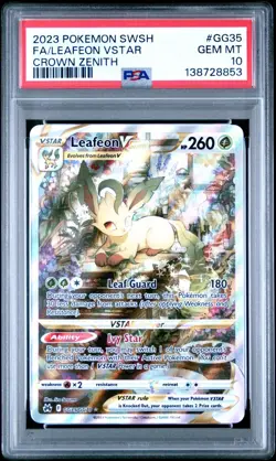 2023 POKEMON SWORD AND SHIELD CROWN ZENITH GG35 FULL ART/LEAFEON VSTAR - PSA 10 - Image 1