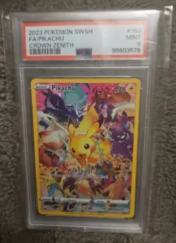 2023 POKEMON SWORD & SHIELD CROWN ZENITH #160 FULL ART/PIKACHU PSA 9 - Image 1