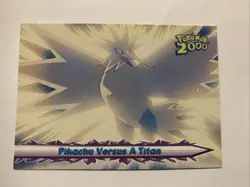 Pokemon Topps 2000 The Movie #34 Pikachu Versus A Titan NM- Blue Logo - Image 1