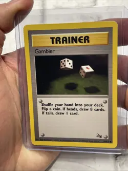 GAMBLER - Fossil Set - 60/62 - Common - Pokemon Card Unlimited Edition NM/MT Vtg - Image 1