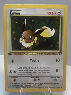 DAMAGED Eevee 55/82 Regular/Non-Holo Team Rocket AUTHENTIC Pokemon Card - Image 1