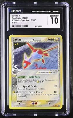 CGC 10 GEM MINT Latias 2005 EX Delta Species 8/113 Holo Pokemon Card - Image 1