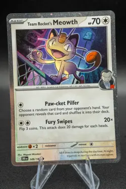 Team Rocket's Meowth 149/182 - Destined Rivals - Cosmos Holo Pokemon Near Mint + - Image 1