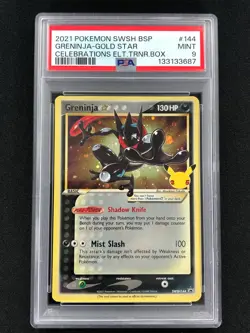 Pokemon 2021 Greninja SWSH144 25th Gold Star PSA 9 - Image 1
