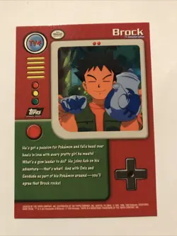1999 Topps Pokemon TV Animation Edition TV4 Black Logo Brock - Image 2