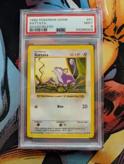 1999 POKEMON GAME RATTATA SHADOWLESS PSA 9 #61 61/102 - Image 1