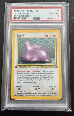 Ditto 3/62 Fossil Holo 1st Edition Pokemon PSA 8 - Image 2