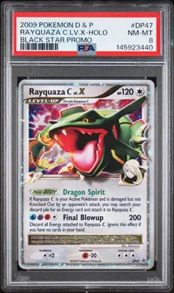 2009 POKEMON DIAMOND & PEARL BLACK STAR PROMO #DP47 RAYQUAZA C LV.X-HOLO PSA 8 - Image 1