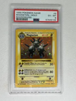 1999 Pokemon Magneton Base Set Holo SHADOWLESS 9/102 - PSA 6 - Image 2