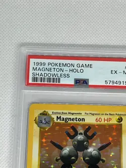 1999 Pokemon Magneton Base Set Holo SHADOWLESS 9/102 - PSA 6 - Image 3