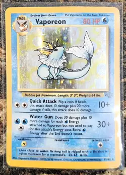 Pokemon 1999 Jungle Vaporeon Holo 12 HP - Image 1