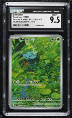 Bulbasaur Illustration Rare Pokemon Scarlet & Violet 151 MEW CGC 9.5 Mint+ - Image 1