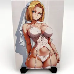 Dragon Ball Z Android 18 Sexy Hot Anime Waifu Girl Lewd Goddess Story Art Card - Image 1