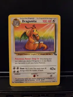 Dragonite Fossil 19/62 Rare Vintage Pokemon Card WOTC TCG - Image 2
