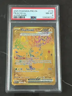 Pokemon TCG Pikachu EX Hyper Rare Card 179/131 Prismatic Evolutions, PSA 8 - Image 1