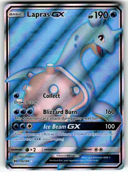 Lapras GX (Full Art) 139/149 SM Base Set NM Pokemon Card TCG - Image 1