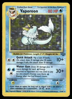 Pokemon Cards Vaporeon 12/64 UNLIMITED Jungle Holo WOTC Rare MP - Image 1