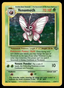 Pokemon Cards Venomoth 13/64 Unlimited Jungle WOTC Holo Rare HP - Image 1
