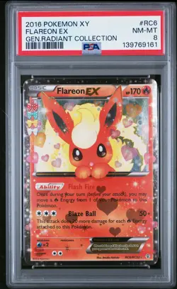 2016 POKEMON XY GENERATIONS RADIANT COLL #RC6 FLAREON EX PSA 8 - Image 1