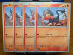 Pokemon TCG Temporal Forces Litten 032/162 x4 Playset - Image 1