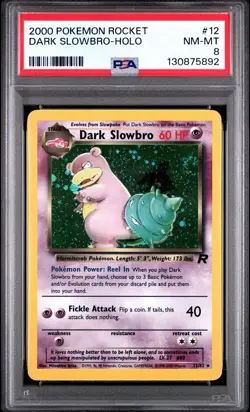 2000 Pokemon Unlimited Team Rocket # 12 Dark Slowbro Holo PSA 8 NM-MT Free Ship! - Image 1