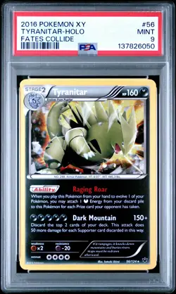 2016 POKEMON XY FATES COLLIDE #56 TYRANITAR-HOLO PSA 9 - Image 1