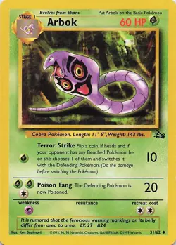 Arbok 31/62 Fossil Uncommon - Pokemon TCG - NM - Image 1