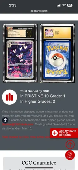 Pokemon White Flare Gothorita 125/086 CGC Pristine 10 English low pop - Image 4