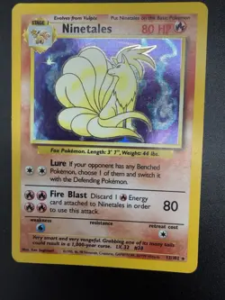Pokemon TCG Ninetales Holo Rare Unlimited 12/102 Base Set - Damaged - Image 3