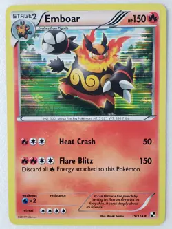 HOLO Emboar 19/114 NM - Black White Pokemon Card - Kouki Saitou Art - Image 1