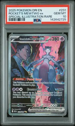 2025 POKEMON DRI EN-DESTINED RIVALS #231 TEAM ROCKET'S MEWTWO EX PSA 10 - Image 1