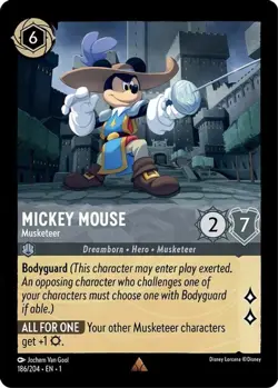 4x Mickey Mouse - Musketeer - 186/204 - Rare NM-Mint Disney Lorcana: The First C - Image 1