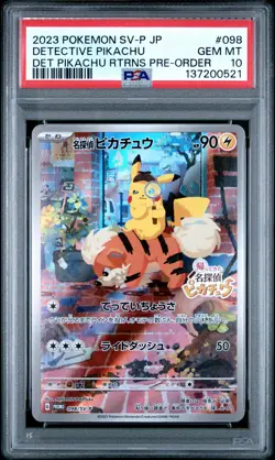 2023 POKEMON JPN SV-P PROMO #098 DETECTIVE PIKACHU PSA 10 - Image 1