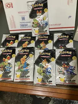 Pokemon 25th Anniversary Train On 9 First Partner Packs And Display Box - Image 1