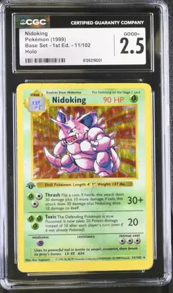 CGC 2.5 Nidoking 1999 Base Set 1st Edition Shadowless 11/102 Holo Pokemon Card - Image 1
