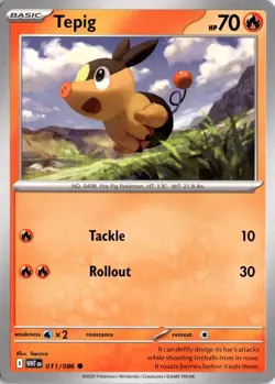Tepig 011/086 SV: White Flare Pokemon Card TCG - Image 1