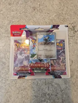 Pokemon TCG Paldea Evolved 3 Pack Blister With Varoom Promo - Image 1