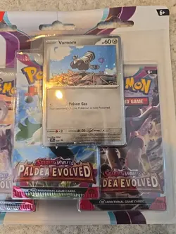 Pokemon TCG Paldea Evolved 3 Pack Blister With Varoom Promo - Image 3