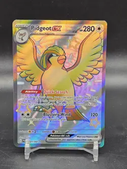 Pokemon Card - Pidgeot EX Paldean Fates 221/091 Shiny Ultra Rare Full Art Holo - Image 1