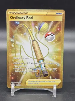 2020 Pokemon, Sword & Shield, #215/202 Ordinary Rod, Full Art, Gold Secret NM - Image 1