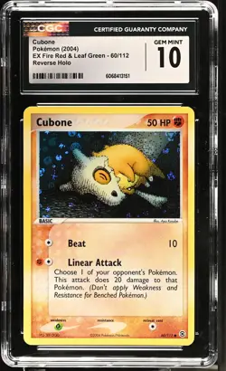 2004 Pokemon EX Fire Red & Leaf Green Cubone Reverse Holo 60/112 CGC 10 #60/112 - Image 1