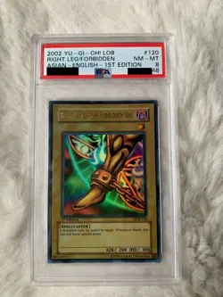 Yu-Gi-Oh PSA8 Right Leg of the Forbidden One LOB-120 1st Edition 2002 English - Image 1