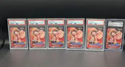6x 2024 ONE PIECE PREMIUM CARD COLL BCG FEST '23-'24 001 MONKEY D. LUFFY PSA Lot - Image 1
