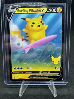 Surfing Pikachu V 008/025 Celebrations NM Ultra Rare Pokemon Card - Image 1