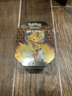 Pokemon TCG Raichu GX Hidden Fates Tin with 4 Booster Packs & Promo Card New 820650804816 - Image 1