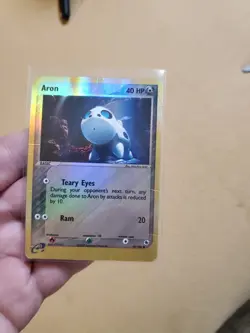 Aron 49/109 Ruby and Sapphire Reverse Holo DAMAGED Pokemon Card - Image 1